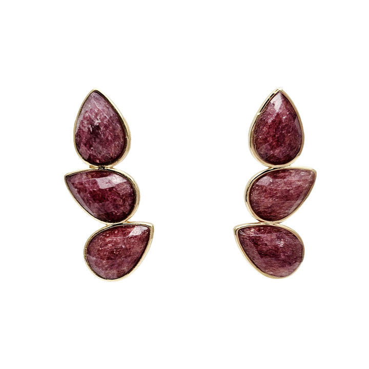 Strawberry Quartz Statement Stud Earrings