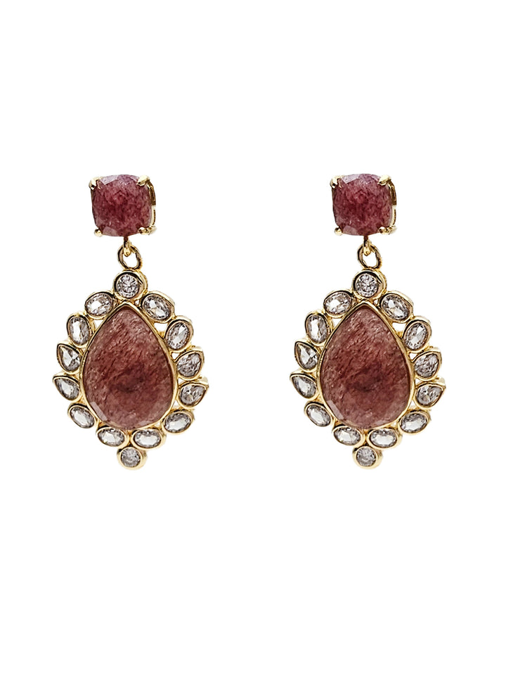 Strawberry Quartz Victoria Style Earrings NE018