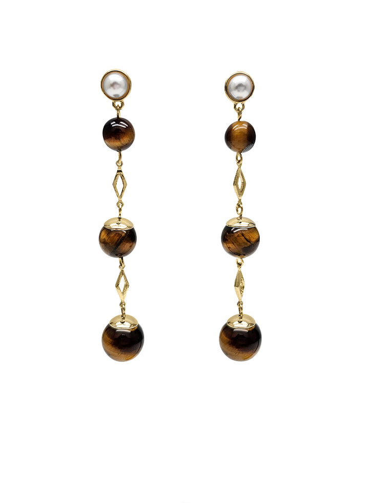 Tiger Eye Shoulder Earrings NE021