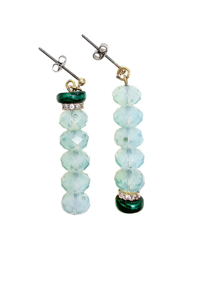 Malachite With Opal Asymmetric Earrings NE030