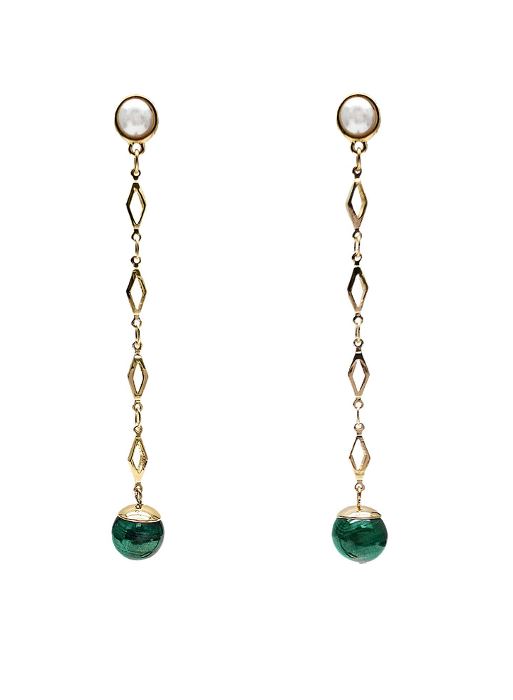 Malachite Dangle Shoulder Earrings NE031