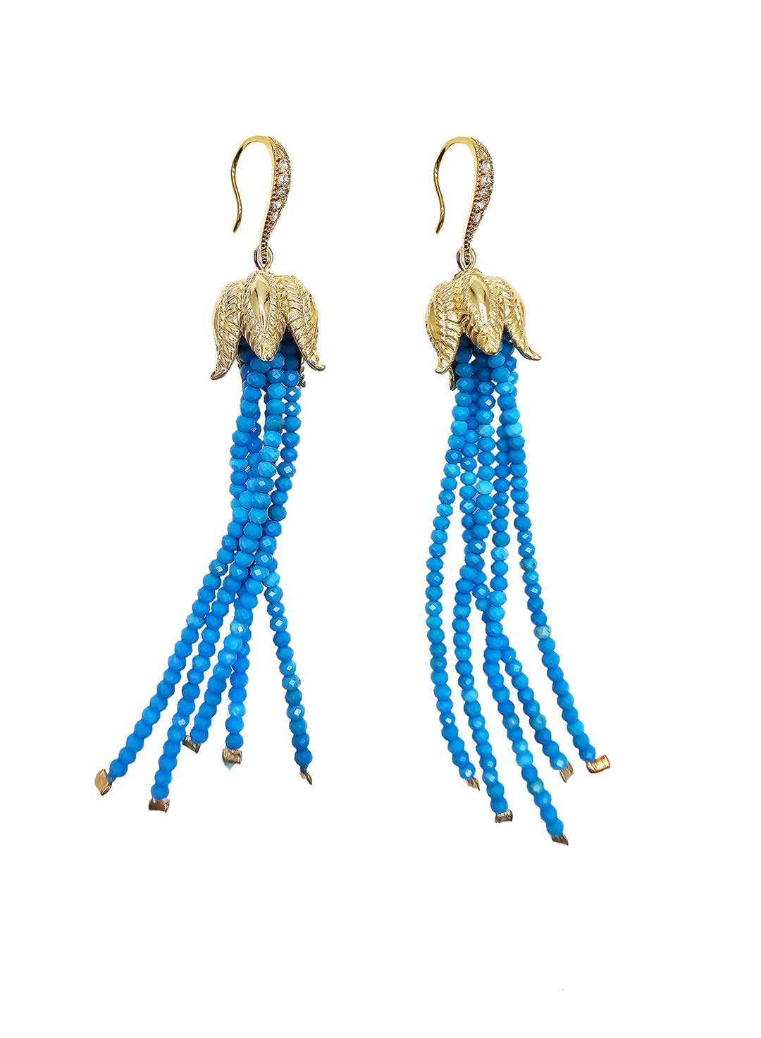 Natural Blue Turquoise Tassel Earrings NE042