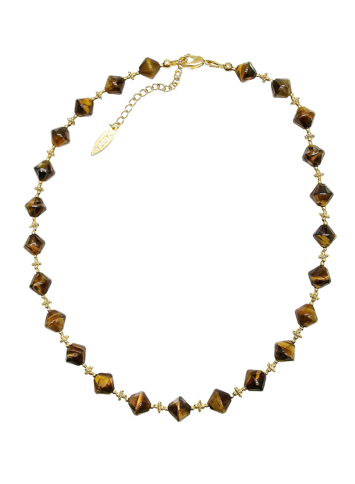 Tiger Eye Stone Minimalist Choker Necklace NN024