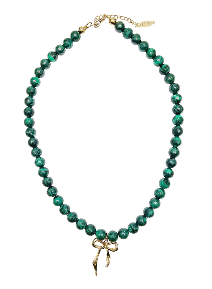 Gift Idea Malachite With Butterfly Knot Pendant Necklace NN034