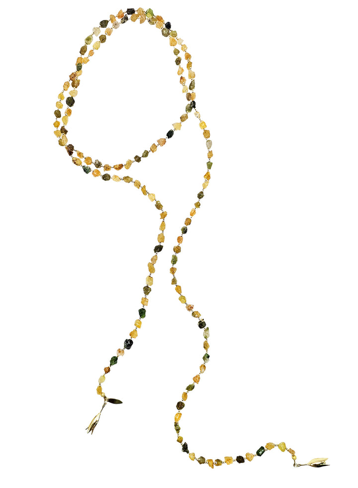 Unpolished Yellow Tourmaline Long Versatile Necklace NN041