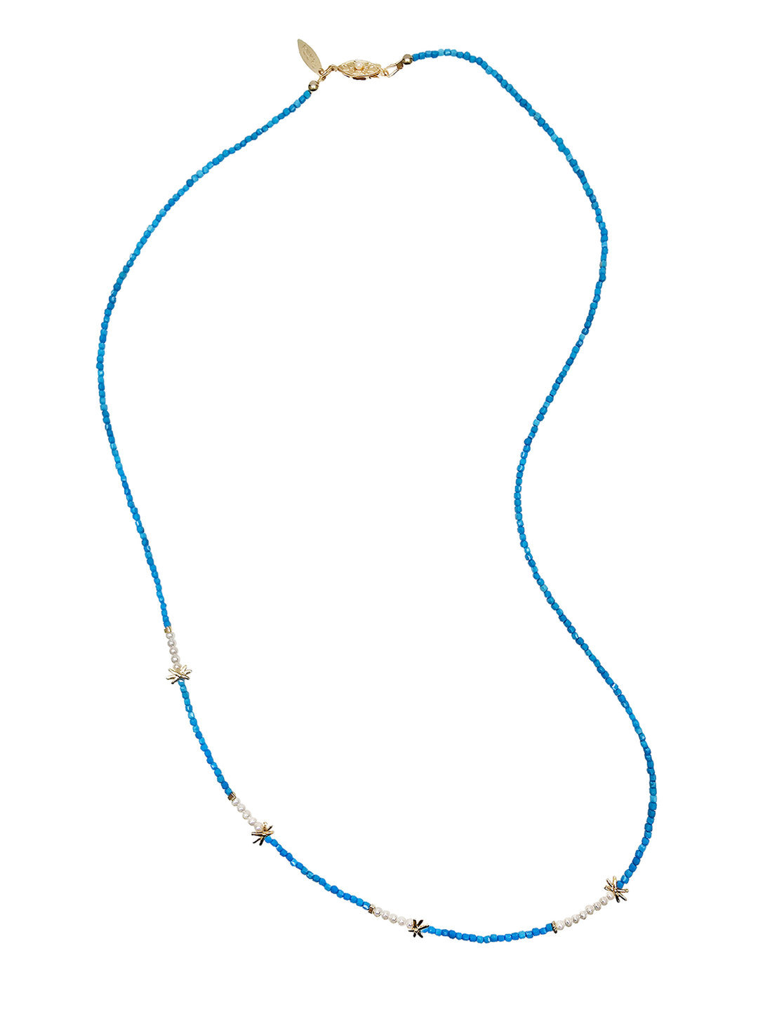 Natural Blue Turquoise Minimalist Long Necklace NN043