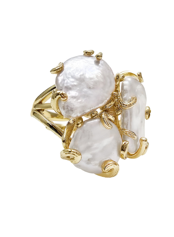 Freshwater Pearls Setting Adjustable Ring NR004