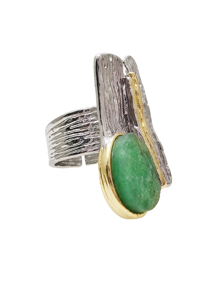 Green Agate Stone Statement Chunky Ring NR010