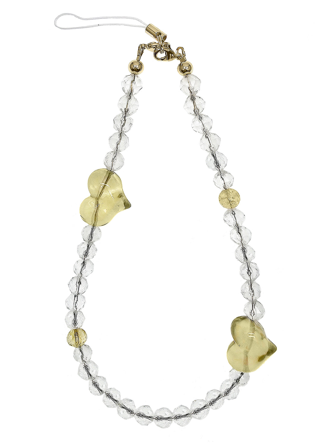 White Quartz With Heart Citrine Gemstone Phone Strap PC042