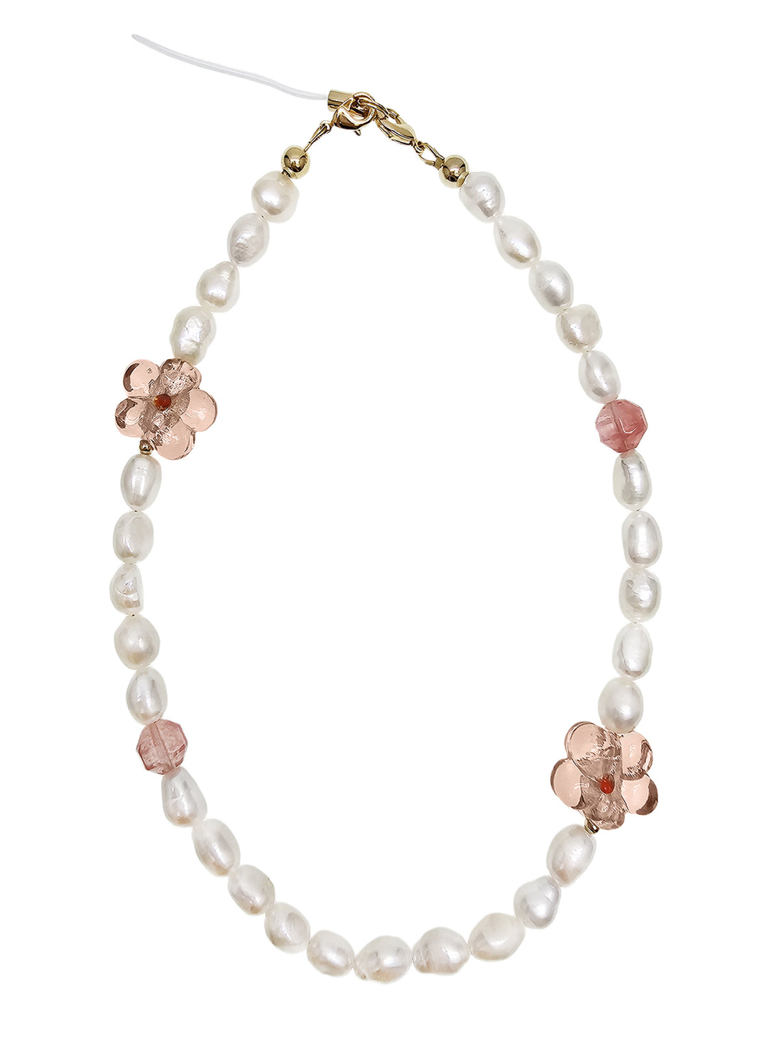 Freshwater Pearls With Pink Flowers Lovely Phone Strap PC052