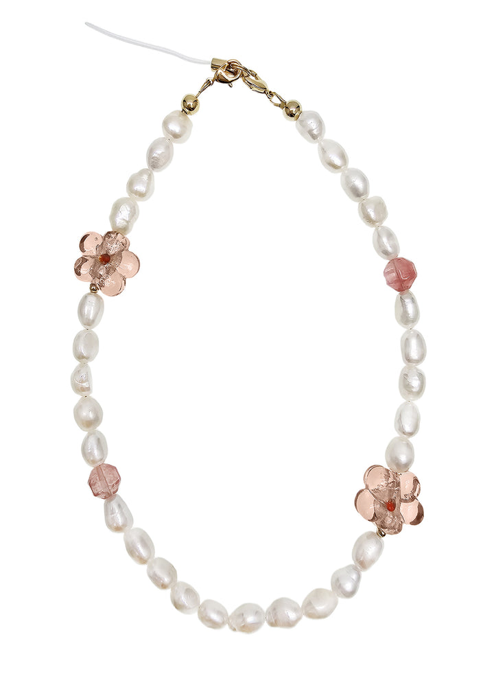Freshwater Pearls With Pink Flowers Lovely Phone Strap PC052