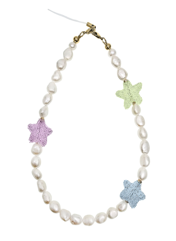 Playful Freshwater Pearls With Colorful Stars Phone Strap PC053