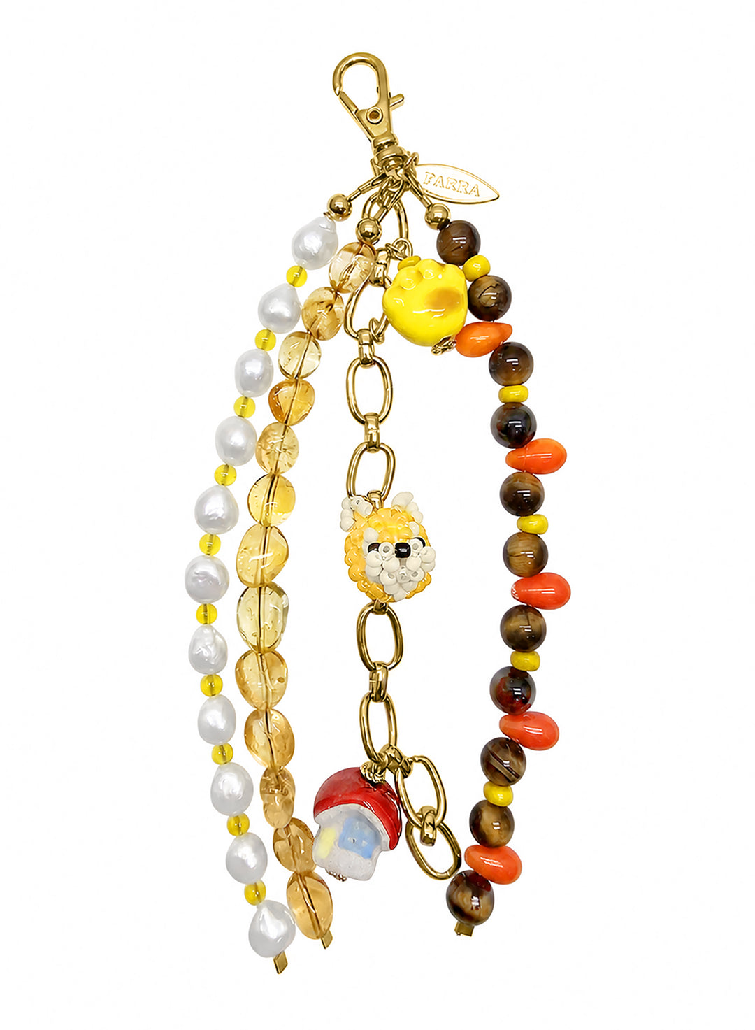 Dog House Charm Gemstone And Pearls Tassel Phone Strap/Bag Charm PC106