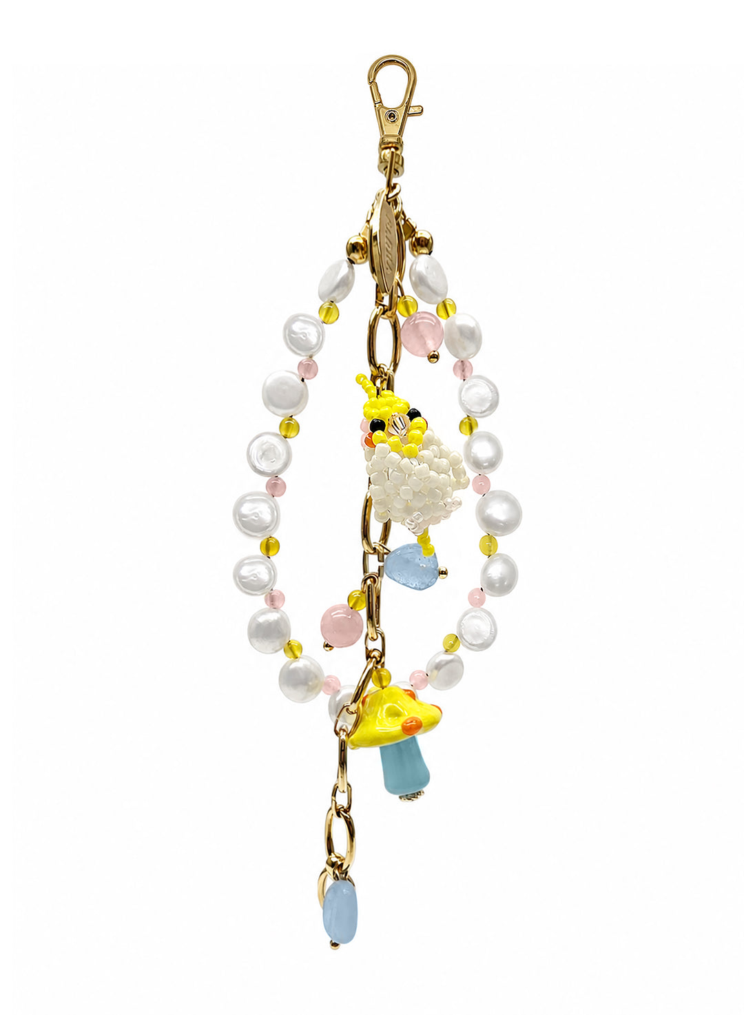 Bird & Mushroom Freshwater Pearls Tassel Phone Strap/Bag Charm PC107
