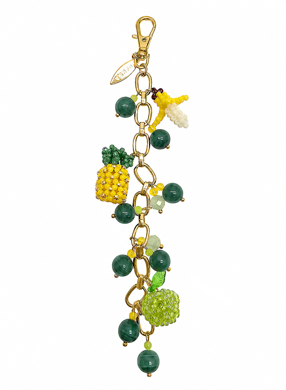 Handcrafted Fruit Charm With Malachite Prehnite Tassel Phone Strap/ Bag Charm PC110