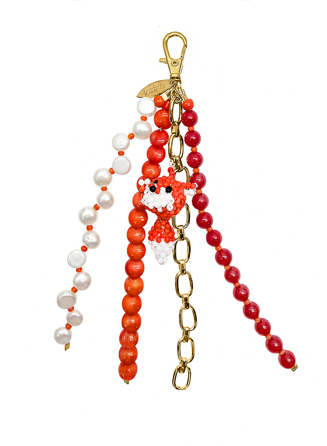 Fox Charm Bamboo Coral And Pearls Tassel Phone Strap PC112