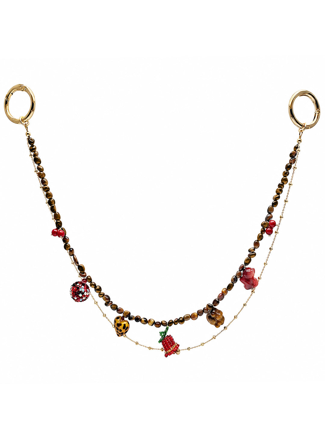 Christmas Theme Tiger-Eye Stone Bag Charm PC115
