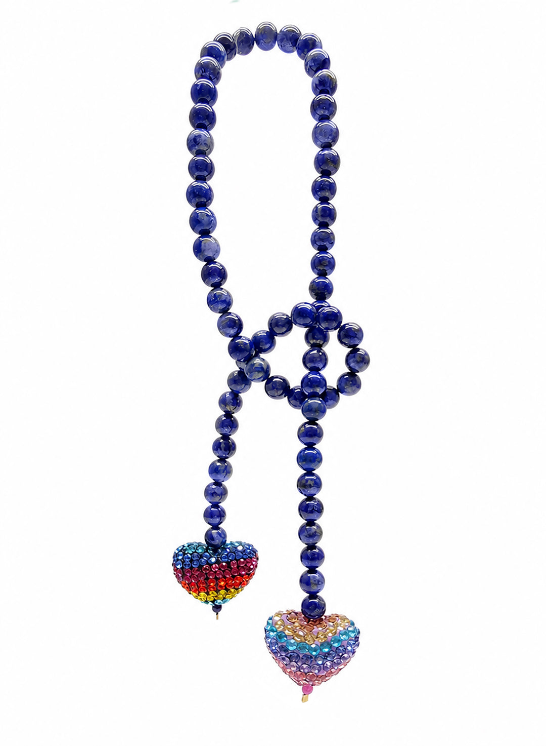 Lapis Lazuli With Rhinestone Heart Open-Ended Versatile Handbag Charm PC117