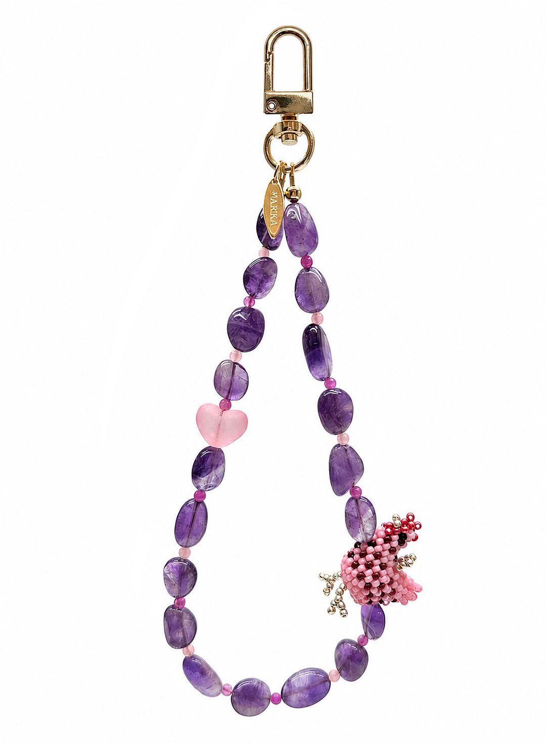 Handcrafted Chicken Amethyst Phone Strap PC122