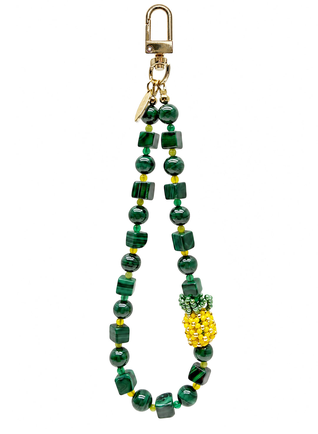 Handcrafted Pineapple Natural Malachite Phone Strap PC124