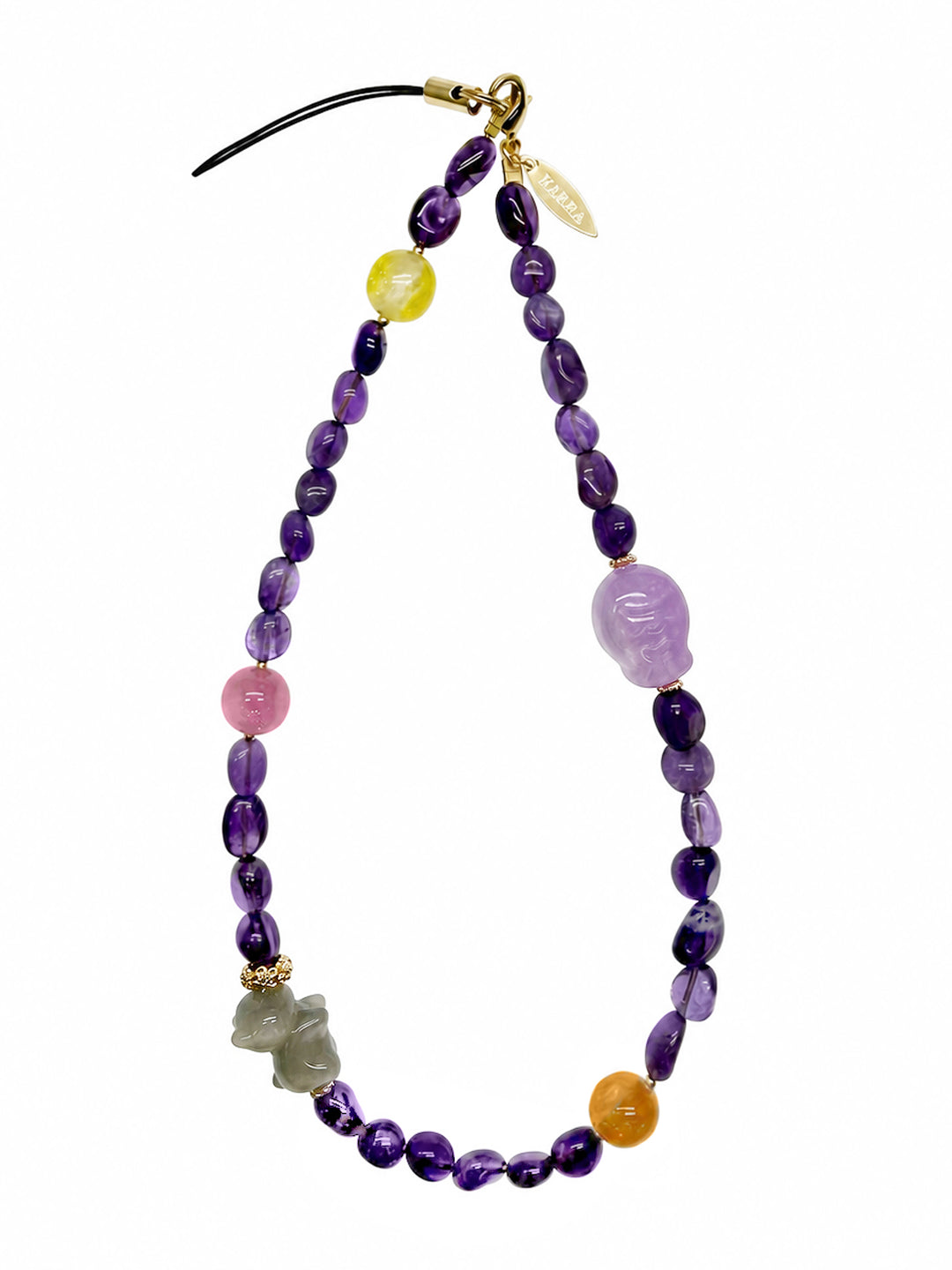 UV Color-Changing Cat & Fish Amethyst Phone Strap PC125