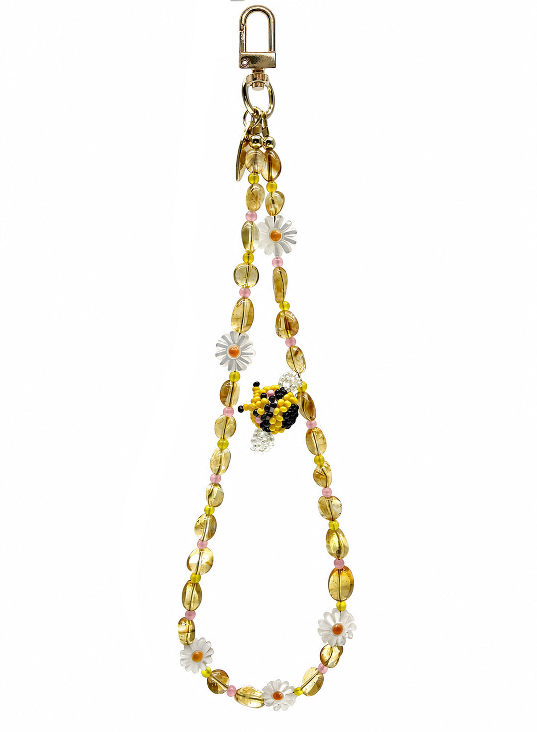 Handcrafted Bee & Shell Flower Natural Citrine Phone Strap PC127