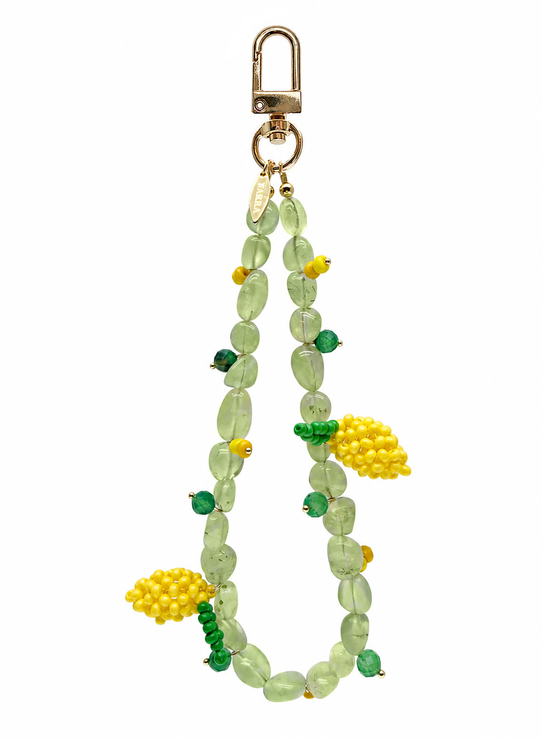 Handcrafted Lemon Charm With Natural Prehnite Phone Strap/Bag Charm PC129