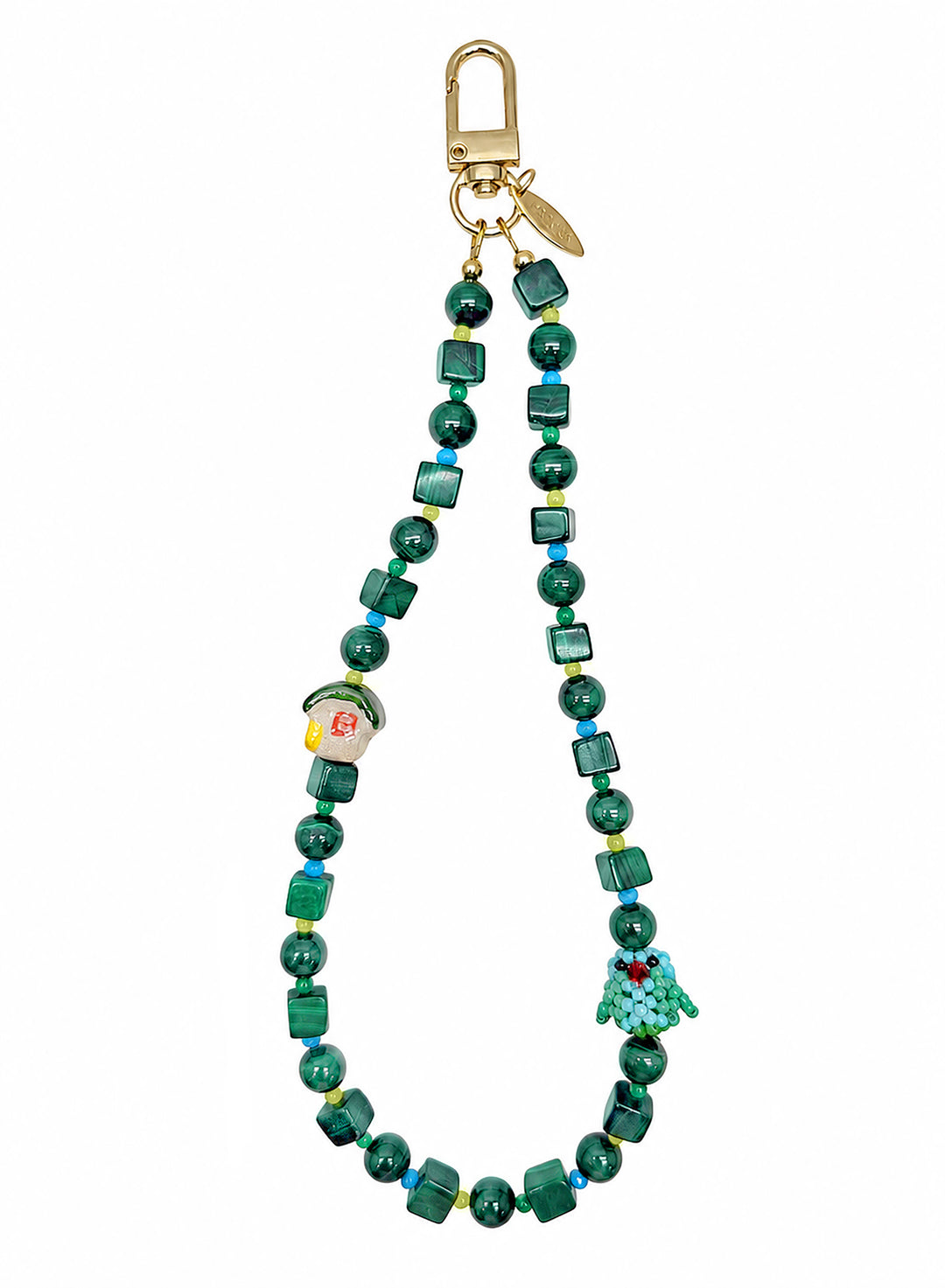Bird & Ceramic House Natural Malachite Phone Strap PC131