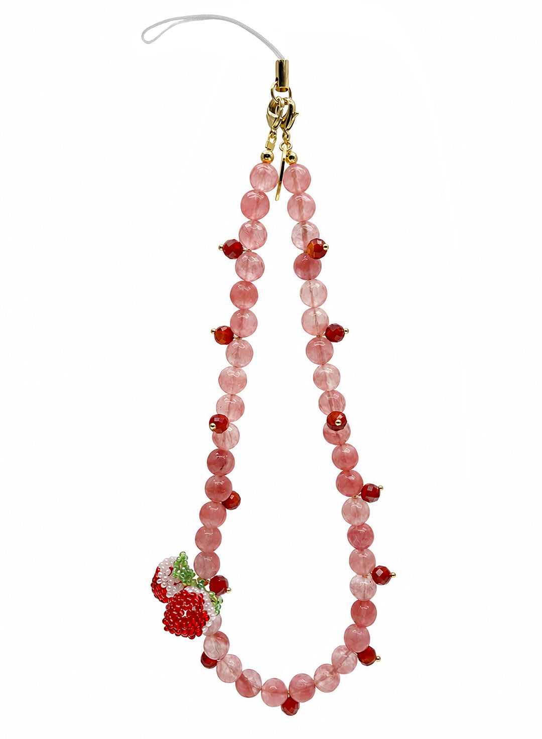 Handcrafted Strawberry Natural Watermelon Quartz Phone Strap PC133