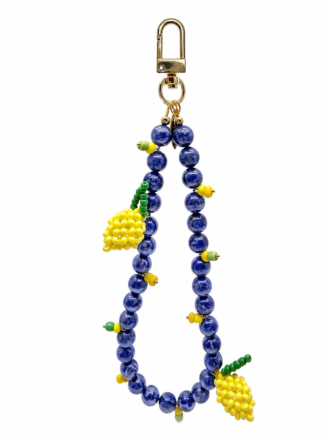 Lapis Lazuli With Handcrafted Lemon Phone Strap / Bag Charm PC137