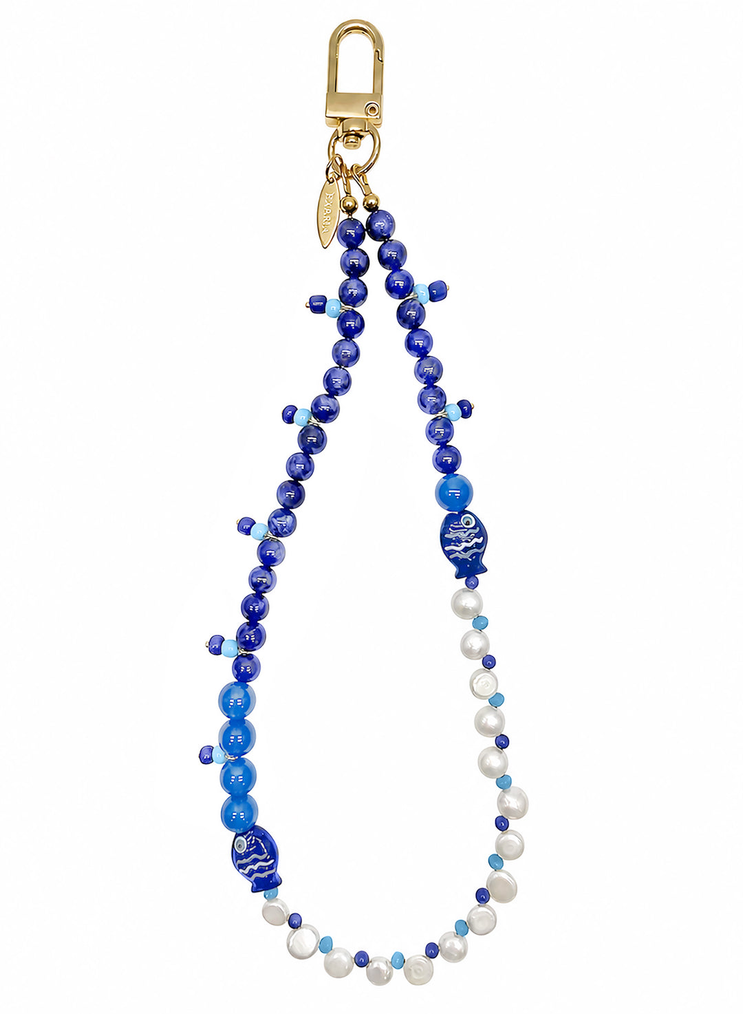 Ocean Story Lapis Lazuli Freshwater Pearl With Fish Phone Strap PC138