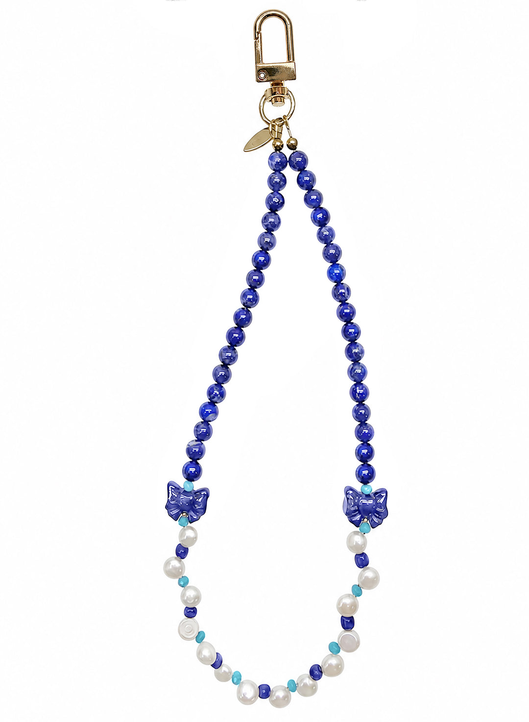 Butterfly Lapis Lazuli And Freshwater Pearl Phone Strap / Bag Charm PC140