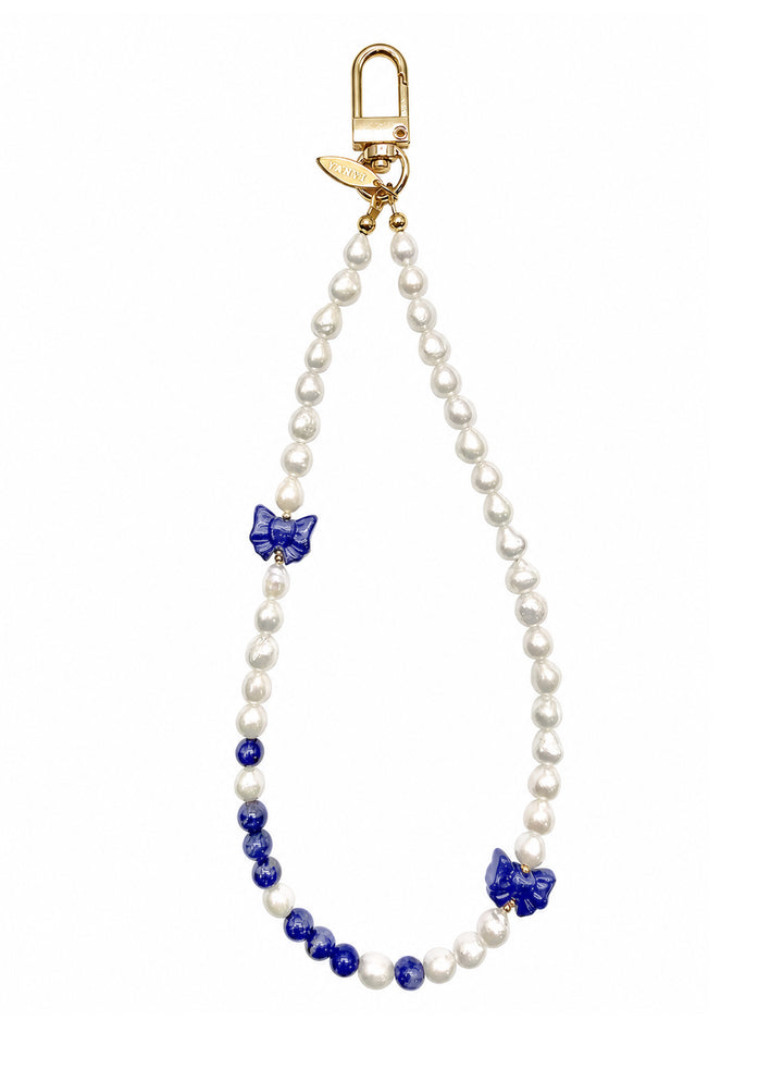 Freshwater Pearl With Lapis Bow Phone Strap PC147