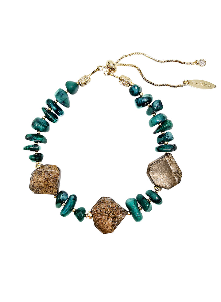 Green Bamboo Coral With Tiger-eye Bracelet QB007