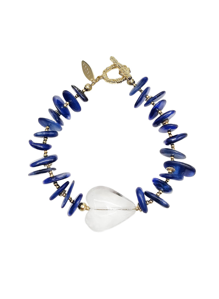 Lapis With Heart White Quartz Bracelet QB013