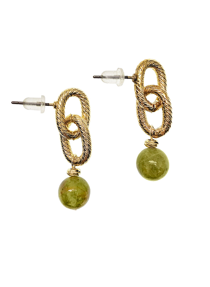 Green Opal Dangle Modern Earrings QE007
