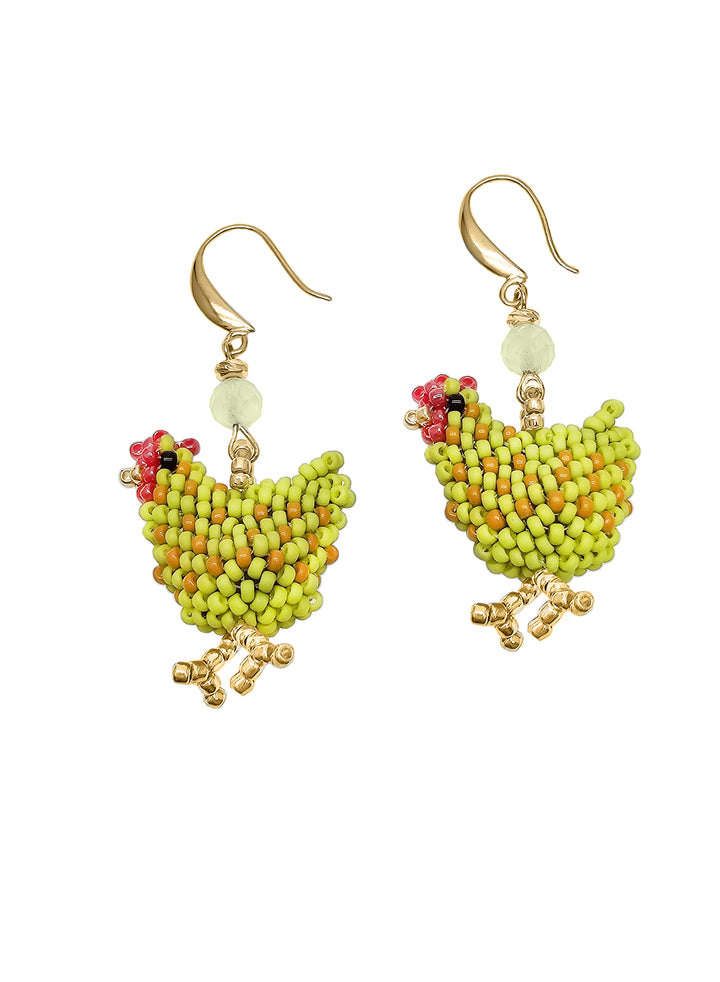 Playful Handcrafted Chicken Dangle Earrings QE009