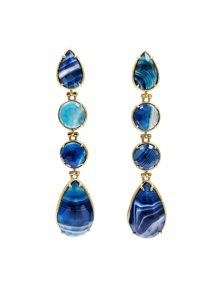 Elegant Blue Agate Dangle Earrings QE017