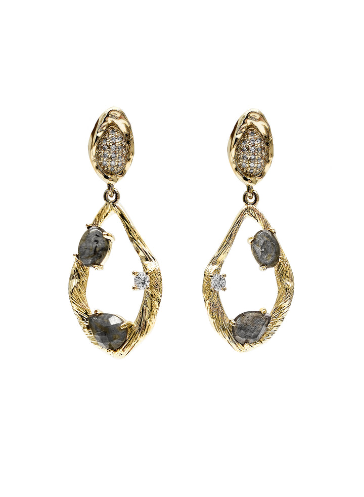Labradorite Stone Setting Statement Earrings QE023