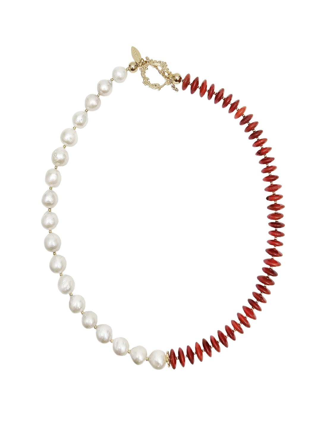 Red Bamboo Coral With Freshwater Pearls Necklace QN034