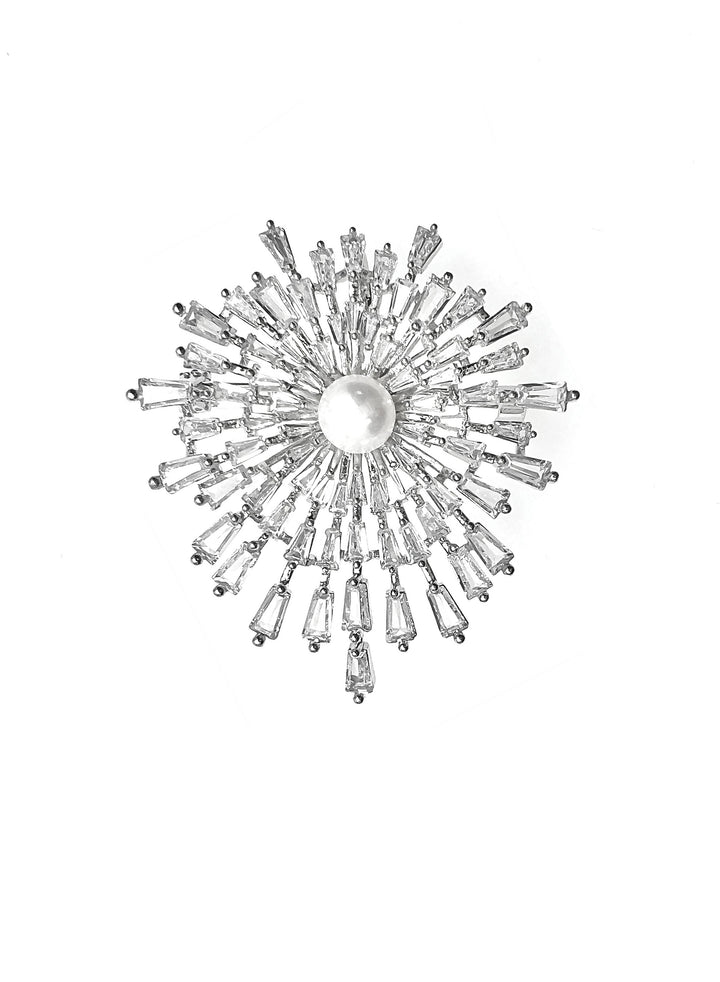 Pearl With Zircon Firework Shaped Brooch QP001