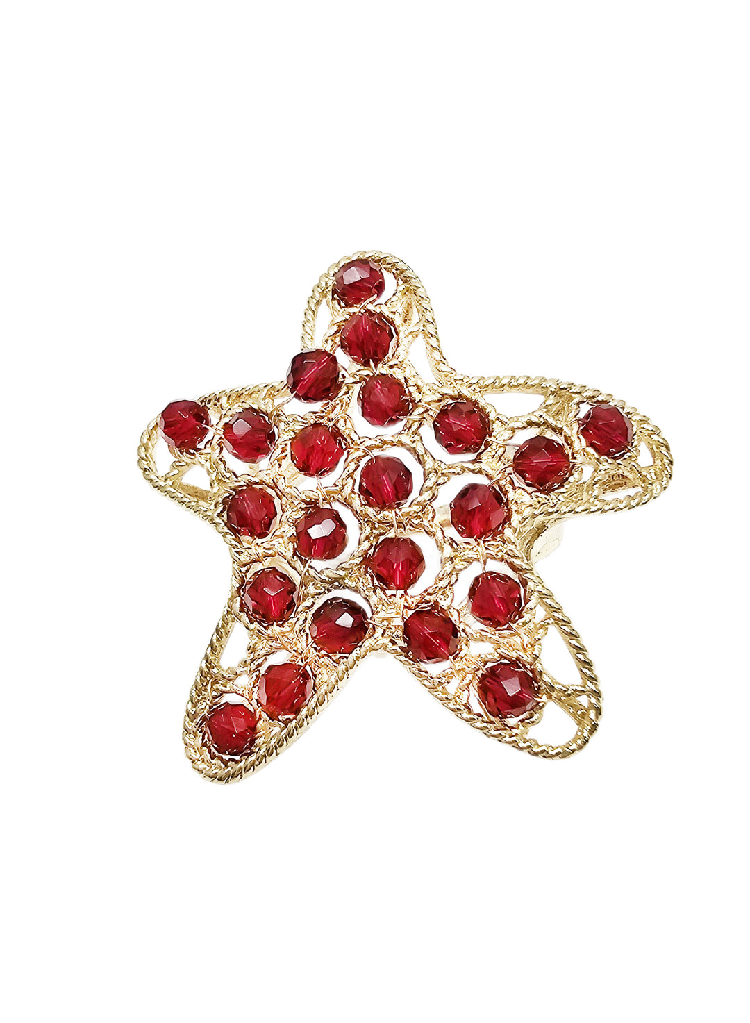 Red Garnet Stone Star Shaped Ring QR003