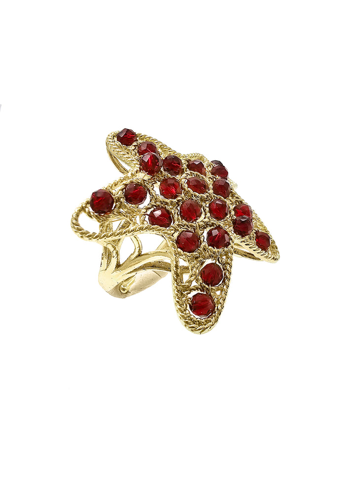 Red Garnet Stone Star Shaped Ring QR003
