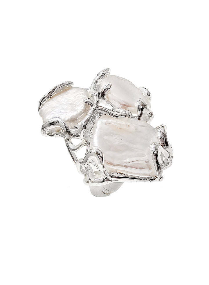 Baroque Pearls Statement Silver Ring QR005