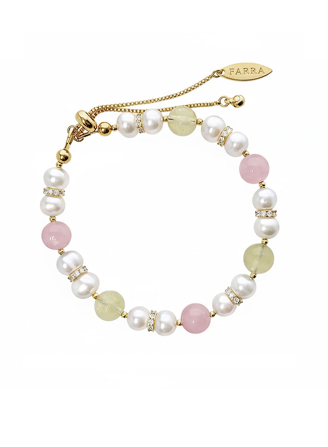 Macaron Pink Rose Quartz Yellow Citrine & Pearls Bracelet RB009