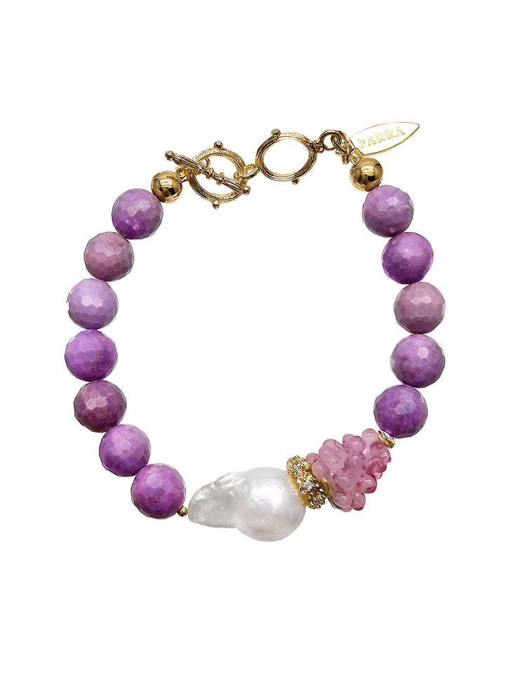 Sugilite Gemstone With Baroque Pearl And Raspberry Bracelet RB012