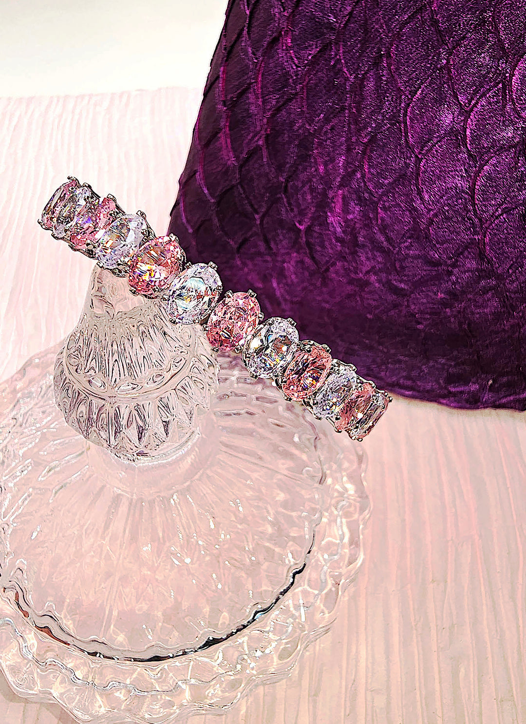 Pink And White Zircon Stone Tennis Bracelet RB013