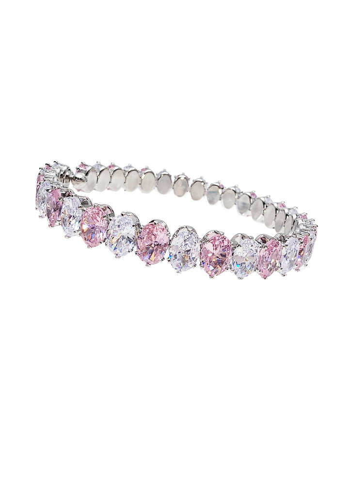 Pink And White Zircon Stone Tennis Bracelet RB013