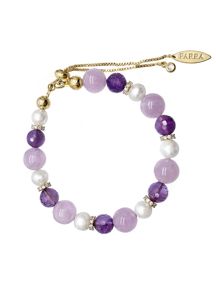 Purple Shade Amethyst Freshwater Pearl Slider Bracelet RB014