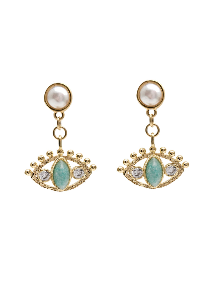 Evil Eye With Amazonite Stone Earrings RE006